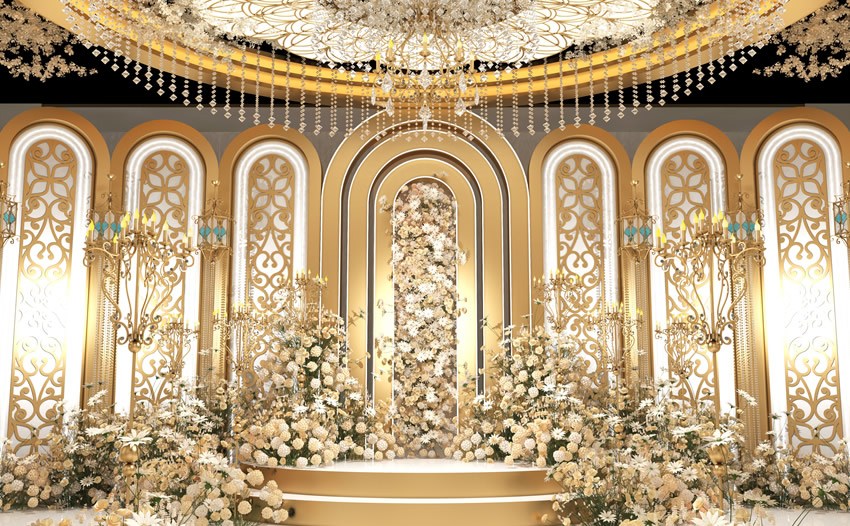 井研香槟色调婚礼堂效果展示